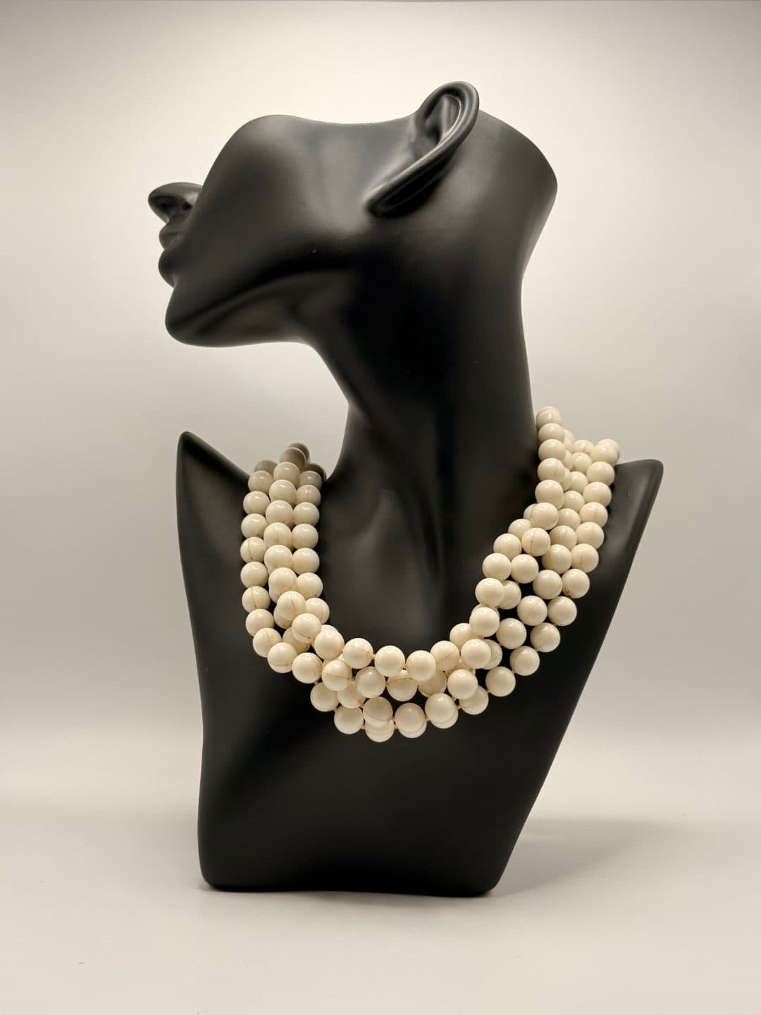 Collana torchon lunga 1 filo perle sintetiche bianco avorio